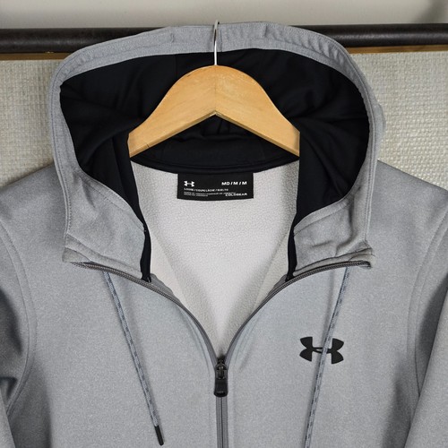 UNDER ARMOUR ColdGear Herren Gr. Medium Full Zip Fleece gefütterte Kapuzenjacke grau - Bild 11 von 13