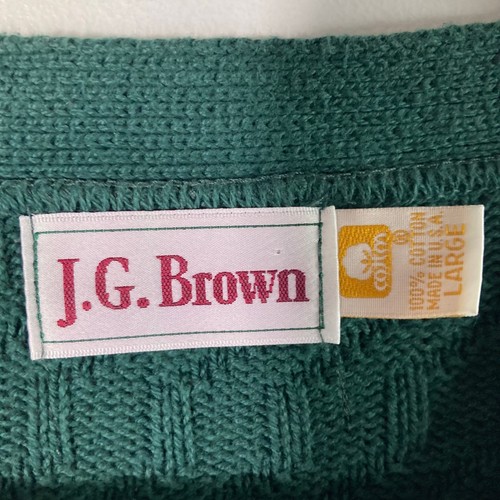 Herren Vintage JG Braun Knopf Strickjacke Strukturiert L Baumwolle Made in USA Grün - Bild 6 von 7
