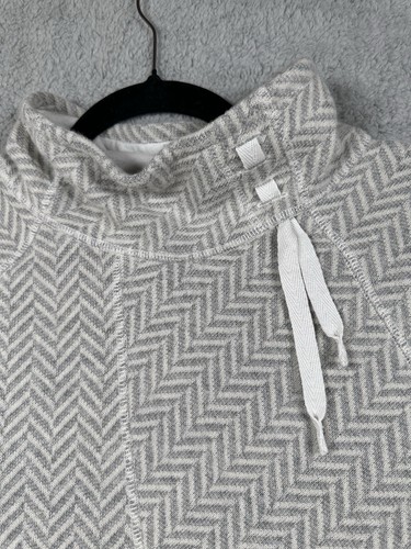 Prana Mattea Mock Pullover Sweater Womens Medium Gray Wool Blend Herringbone - Picture 6 of 10