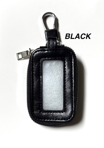 Leather Car Key Case Smart Keychain Holder Remote Key Fob Bag In Black Or Blue - Bild 4 von 5