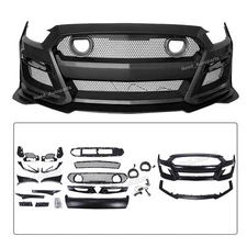 For 15-17 Ford Mustang GT500 Style Front Bumper Cover Kits W/ Lip LED Grille