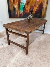 Wood Folding Table, (72x36) Vintage Dining Room, Kitchen Island, Portable, A144