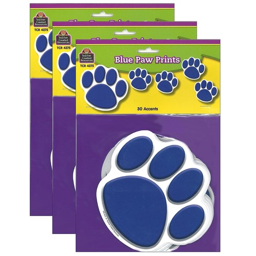 Teacher Created Resources Blue Paw Prints Accents 30 Per Pack 3 Packs
