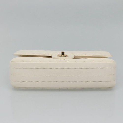 Chanel Double Flap White Leather Shoulder Bag Authentic - Bild 8 von 23