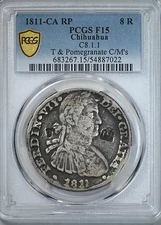 1811-CA RP Mexico Chihuahua 8R Reales PCGS F15 - C8.1.1 T & Pomegranate C/M'S