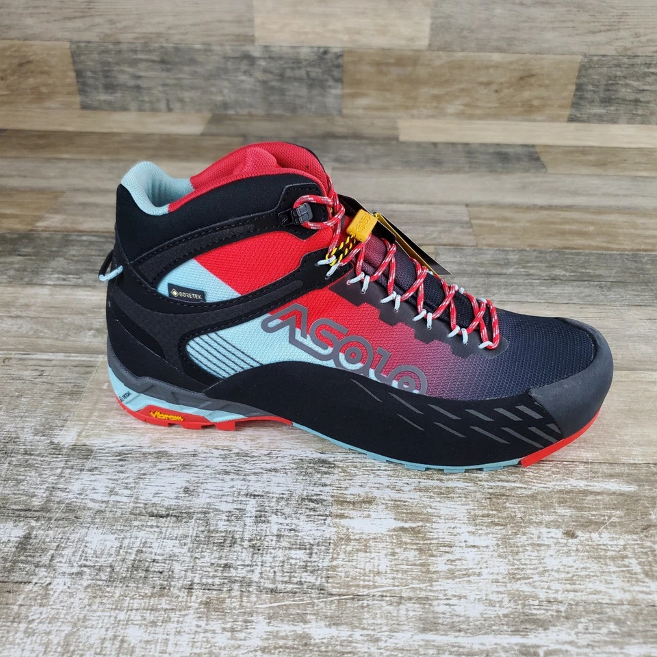 Asolo Eldo MID GV ML Damen Wanderschuhe Gr. 9 Seladon Mohnrot Mid Top Schnürung