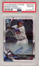 Ronald Acuna 2018 Bowman Chrome Autograph Rookie Card #BCRA-RA PSA 10 Gem Mint