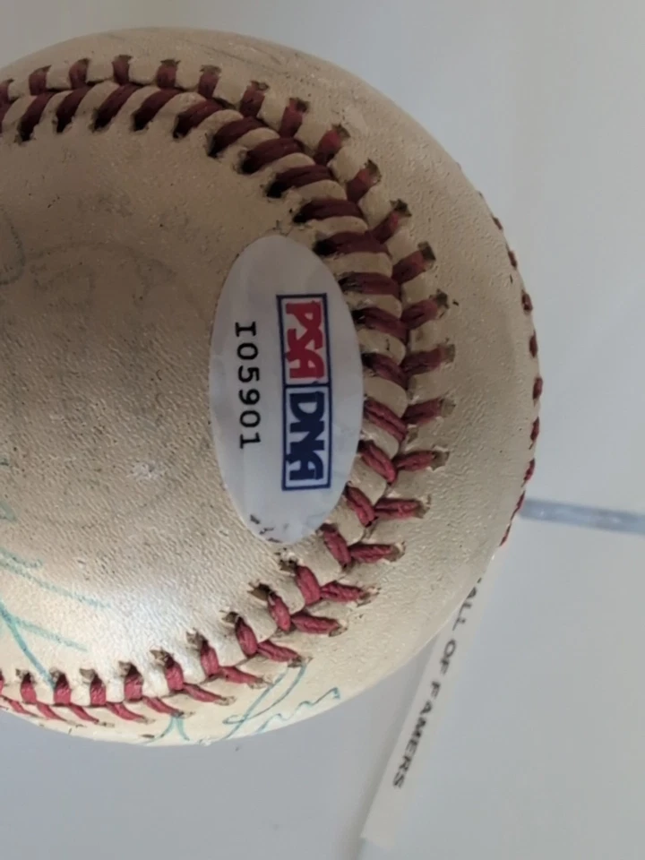 Hank Aaron, George Brett, Catfish Hunter, Frank Robinson+ AUTO signed Ball PSA - Image 2 of 4