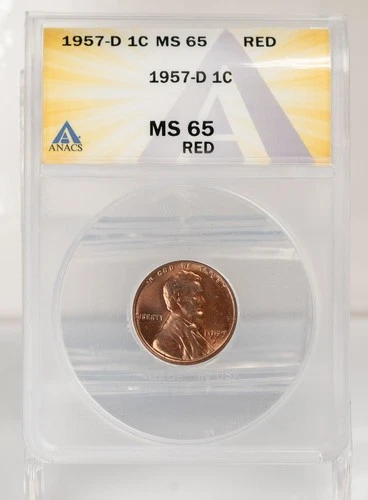 Certified 1957-D Lincoln Cent NGC MS65 Red Wheat Penny 1c