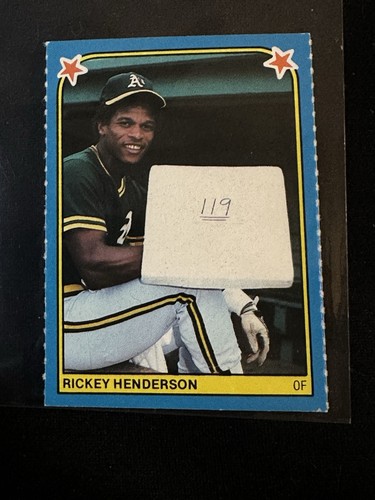 Pegatinas Fleer 1983 Rickey Henderson #144 casi nuevas, béisbol de los Atléticos de Oakland - Imagen 1 de 2