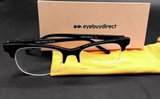 Eyebuydirect LUNA 53-17-142 C2 Eyeglasses OVAL BLACK SEMI RIMLESS NIB