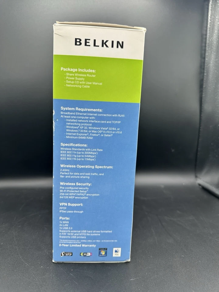 Belkin N300 Share Wireless Router F7D7302 v1 High-Performance Networking Wi-Fi - Image 4 of 4