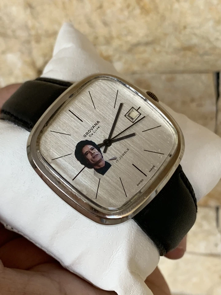 Reloj Grovana Vintage Regalo De Muammar Gaddafi Hecho en Suiza Raro 39mm Cuadrado Hombres Foto 2 de 4