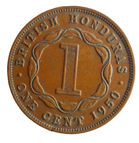 1950 BRITISH HONDURAS CENT - Excellent Low Mintage Coin - Lot S11