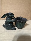 Cast Iron BUNNY Garden Statue Bird Feeder RABBIT Planter
