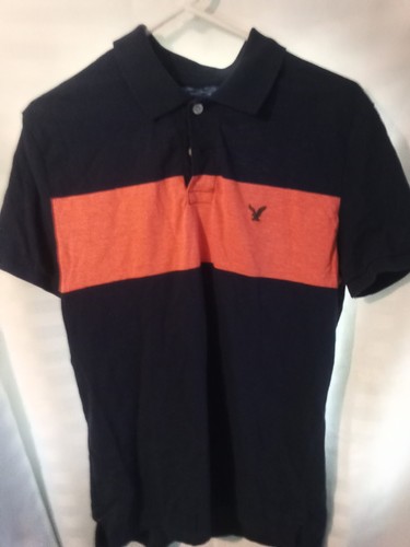Gebrauchtes Herren Poloshirt Größe L Farbe schwarz/pfirsich von American Eagle