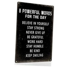 ALKB Inspirational Wall Art Metal Sign 8 x 12 8 Powerful words for the day