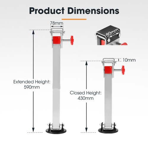 4x 430MM Corner Legs Drop Down W/Handle Steel Base 1500LBS Caravan Stabilizer - Picture 10 of 11