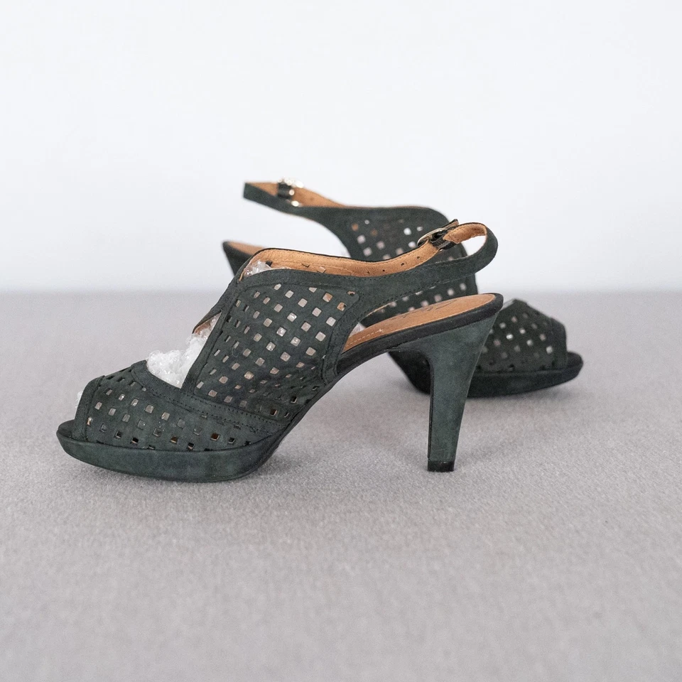 Clarks Artisan 皮革露跟女式 7M 码露趾激光切割波西米亚 — 第 2/4 张图片