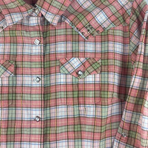 Blusa para mujer Wrangler manga larga a cuadros con tachuelas delanteras talla grande - Imagen 4 de 12