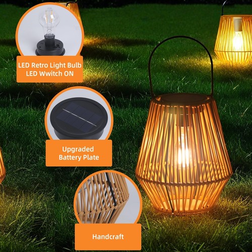 Solar Lanterns Outdoor Waterproof Hanging Solar Lights Woven Lantern Lights D... - Picture 6 of 8