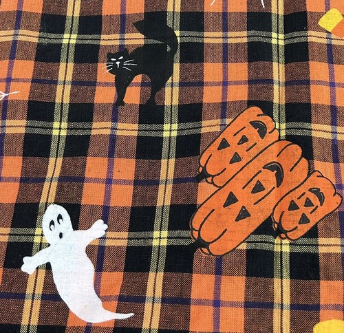 tovaglia lino n cose grande 60x82 halloween arancione a quadri 100% cotone 322293 - Foto 2 di 7