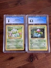 Bulbasaur 44/102 Base Set (Shadowless) Graded CGC 8 + Ivysaur CGC 8.5