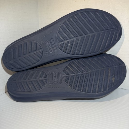 Crocs Sanrah abgeschrägte Kreis-Pantoletten Sandalen Damengröße 9 marineblau silber EUC! - Bild 11 von 14
