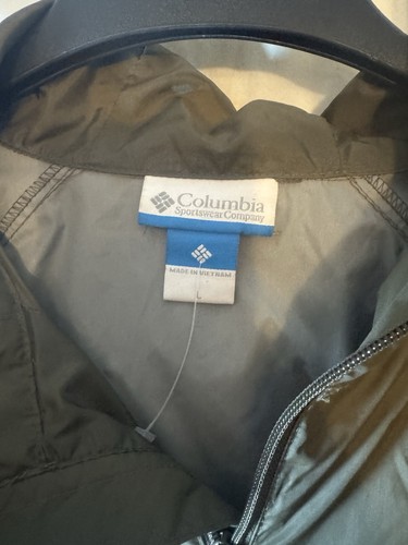 Columbia Green with Orange Accent Rain Jacket Large Lightweight Men’s Very Good - Picture 2 of 4