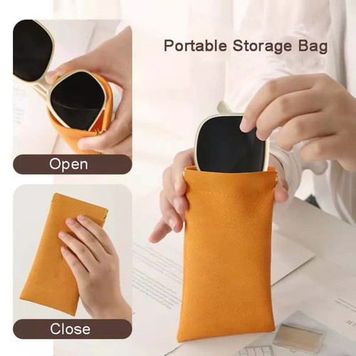 2pc Magnetic Glasses Case With Spring Top-Soft Leather Case Pouch For Sunglasses - Picture 3 of 23