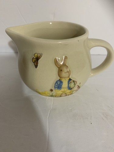 Juego de té vintage conejito de Pascua cerámica tetera crema y bandeja para servir crema raro - Imagen 5 de 15