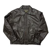 Vintage Memebers Only Leather Jacket Mens Large Dark Brown A-2 Flight Pilot