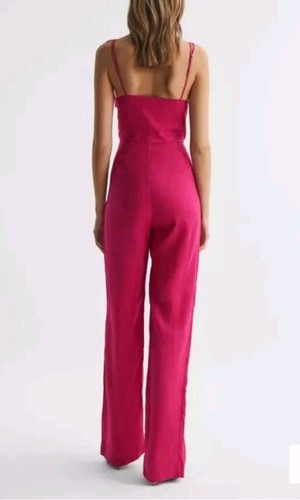 BNWT REISS HOT PINK LINEN BELTED JUMPSUIT UK SIZE 12 - Picture 4 of 5