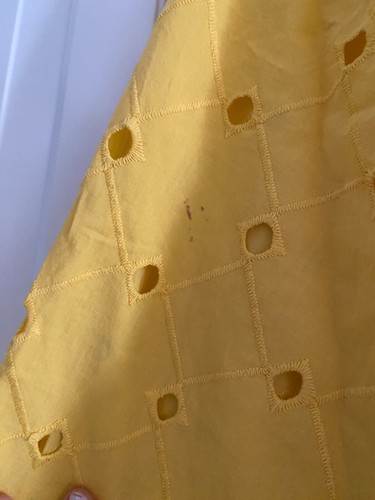 Yellow Boho Embroidery Crochet Bell Sleeves Eyelet Sz Large/2 - Picture 4 of 8