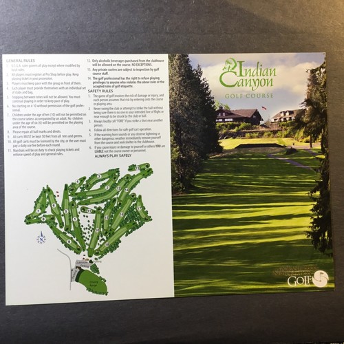 Indian Canyon Golf Course. Spokane, Wa. Golf Scorecard Mint - Picture 1 of 2