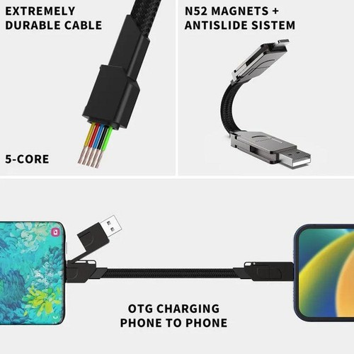 Portable 4-in-1 Multi Fast Charging Cable Keychain K PD TYPE-C M4V0 - Zdjęcie 3 z 10