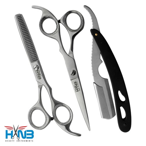 Barber Scissor Set Japanese steel 5.5" Hair Cutting, Thinning shears, razor. - Picture 2 of 6