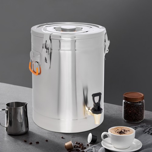 Insulated Beverage Dispenser 7.93 Gal Stainless Steel Bucket w/ Faucet & Lid - Picture 3 of 20