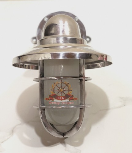 Nautical Design Wall Mount Light with Shade Junction Box & White Glass Lot of 5 - Picture 6 of 10