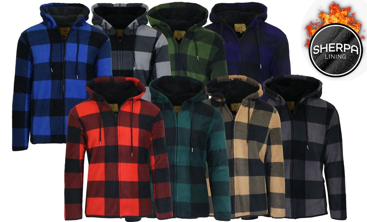 Glamsia fresh groove heavyweight sherpa lined full zip men's fleece hoodie best sale