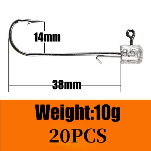 20er-Pack NED Rig Vorrichtung Köpfe Angelhaken unkrautfrei langer Schaft Sekundärhaken 2g-14g - Bild 8 von 17