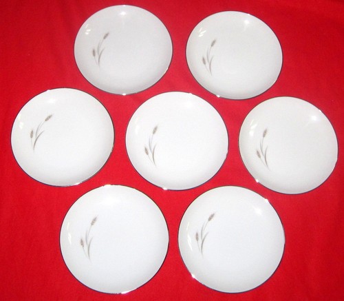 VTG SANGO CHINA JAPAN WHEAT GRAY & TAN # 6193 BREAD PLATES CUPS SAUCERS SUGAR +
