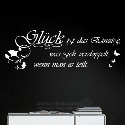 Glück ist das Einzige Wandtattoo 130cm A24 Wandaufkleber Schmetterlinge Sprüche