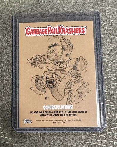 2022 TOPPS GARBAGE PAIL KIDS KRASHERS SERIE 3 CARTA DA DISEGNO 1/1 ~ CHENDUZ - Foto 2 di 2