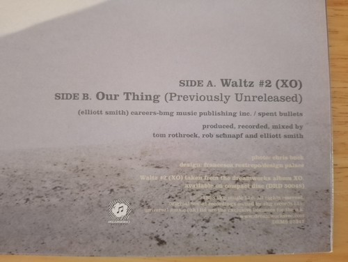 Elliott Smith - Waltz 2 - uk 7'' vinyl 1998 dreamworks - very rare! - Picture 3 of 7