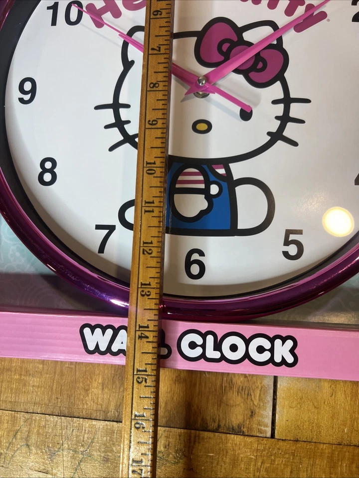 🎀НАСТЕННЫЕ ЧАСЫ HELLO KITTY АНАЛОГОВЫЙ ДИСПЛЕЙ БОЛЬШОЙ ДИАМЕТР 13,5 ДЮЙМА НОВЫЕ SANRIO - Изображение 2 из 4