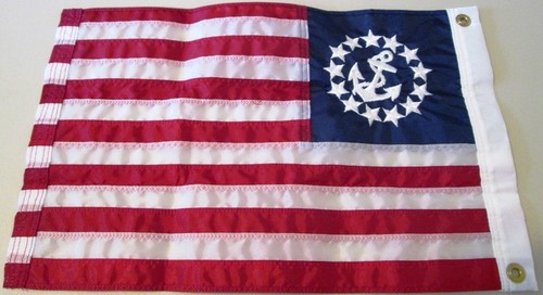 20x30" Yacht Ensign Nautical Boat Flag Sewn Anchor Sewn Stripes Made in USA - Picture 2 of 2