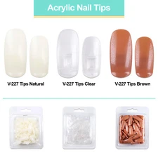 PANA USA Training Practice Acrylic Nail Tips Colors: Brown, Natural, and Clear