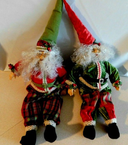 Vintage Rare Good Tidings 13" Christmas Sitting Santas - Picture 1 of 6