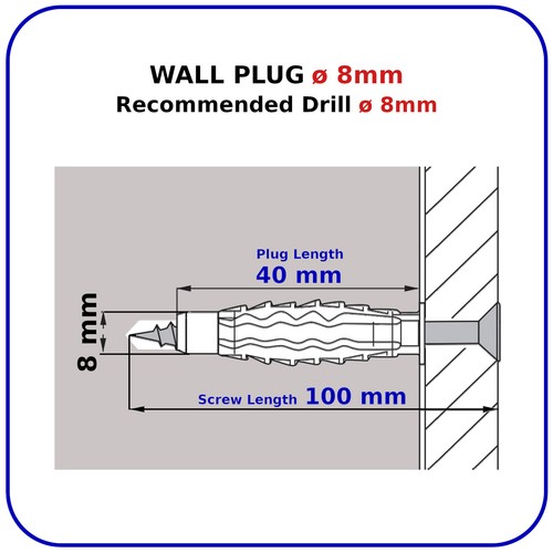 WALL PLUGS AND SCREWS BRICK STONE CONCRETE NYLON UNIVERSAL PLASTIC FIXING - Picture 11 of 15
